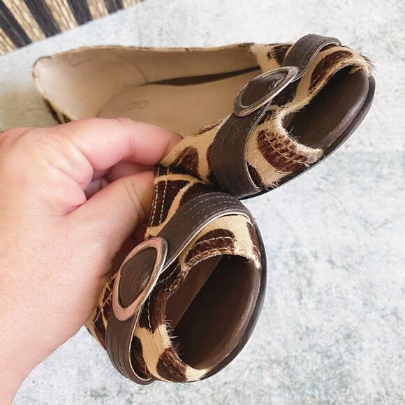 ALDO Comfortable Wedge Shoes Leather Animal Fur Casual Peep Toe Women's SZ 6.5 - Picture 7 of 11